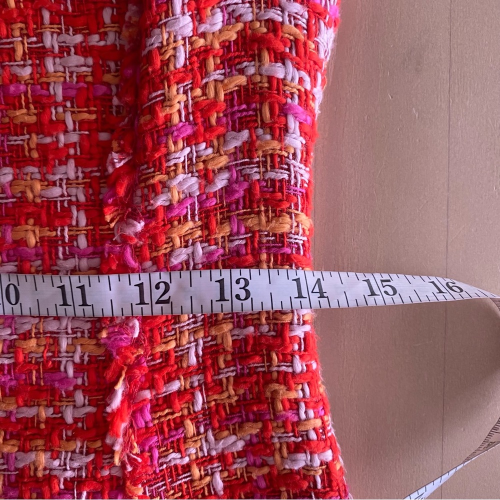 Elie Tahari 100% Cotton Andrea Seath Tweed Mini Dress Size 2 Vibrant Red Pockets - Picture 11 of 11